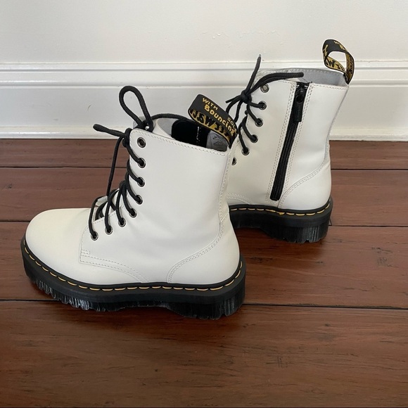 Dr Martens Jadon Smooth Leather White Platform Boots Size 8 - Picture 6 of 8